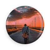 Aesthetic Guitarist Button Magnet - Sunset Road Design