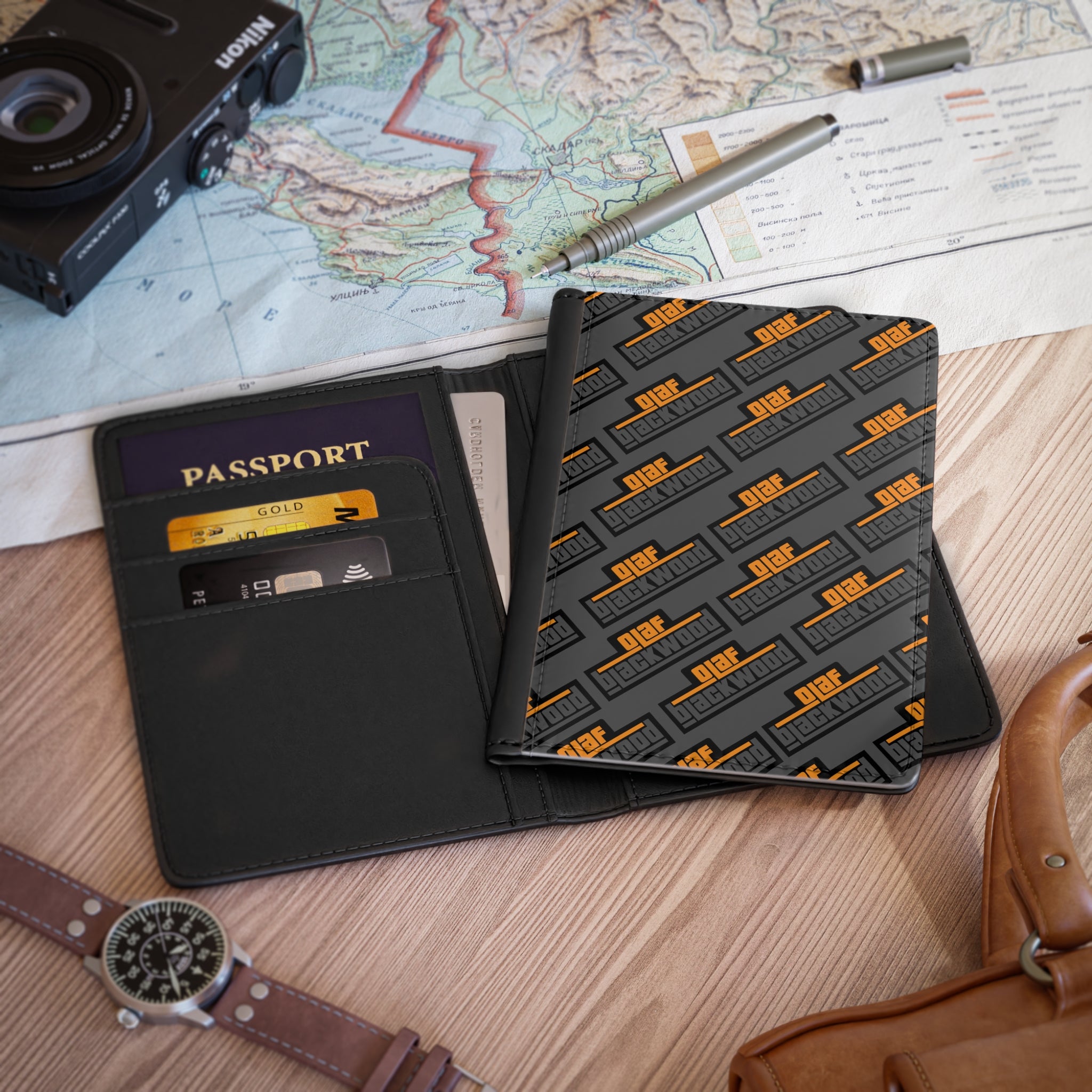 Stylish Passport Cover for Travelers, Black Travel Wallet, Personalized Travel Accessory, Ideal Gift for Adventurers, Unique Travel Gear